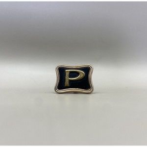 Vintage Hickok Monogram "P" Single Cufflink Rose Gold Tone / Black 1950s